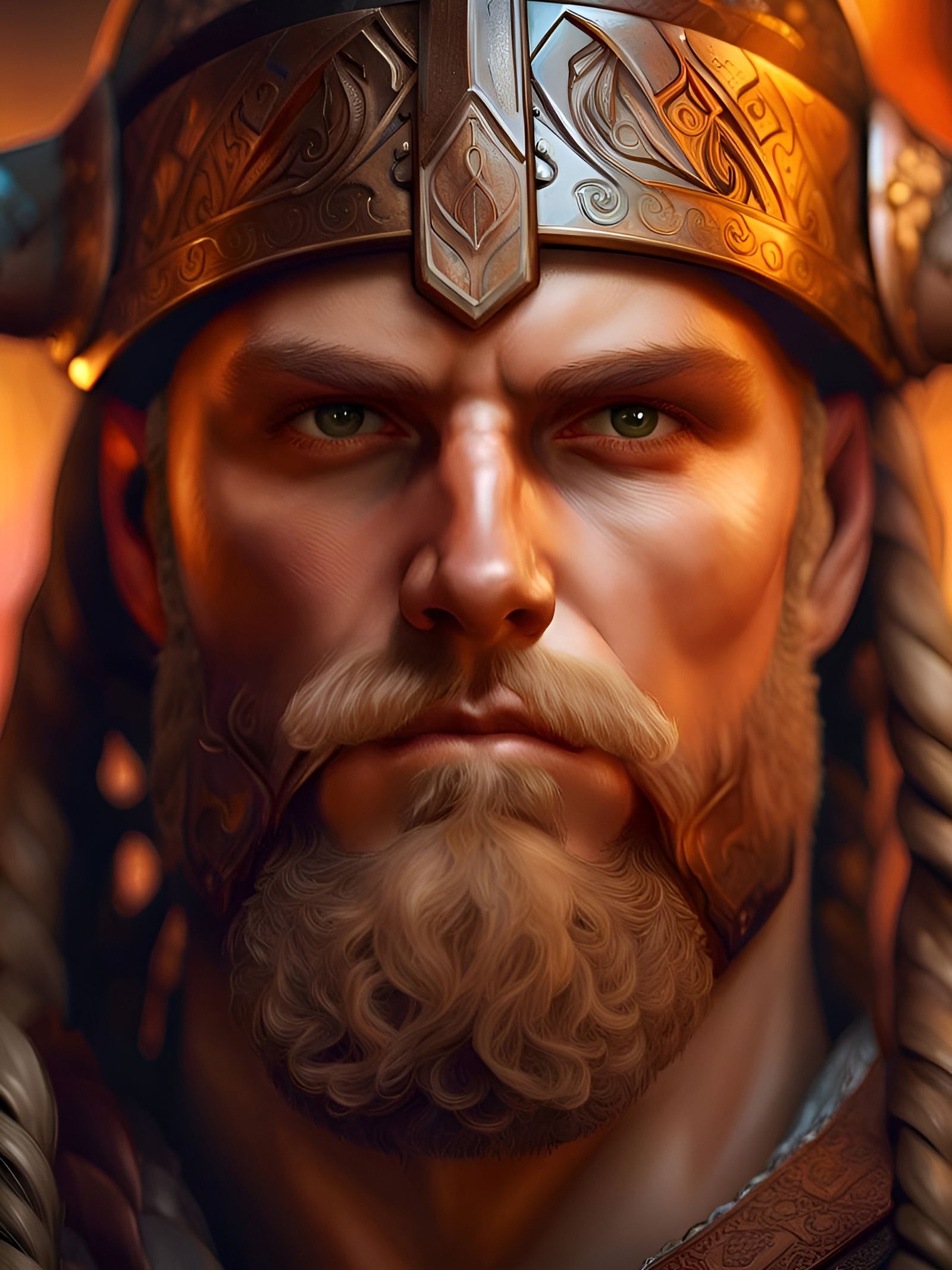 Viking King Portrait in Hyperrealistic Digital Art