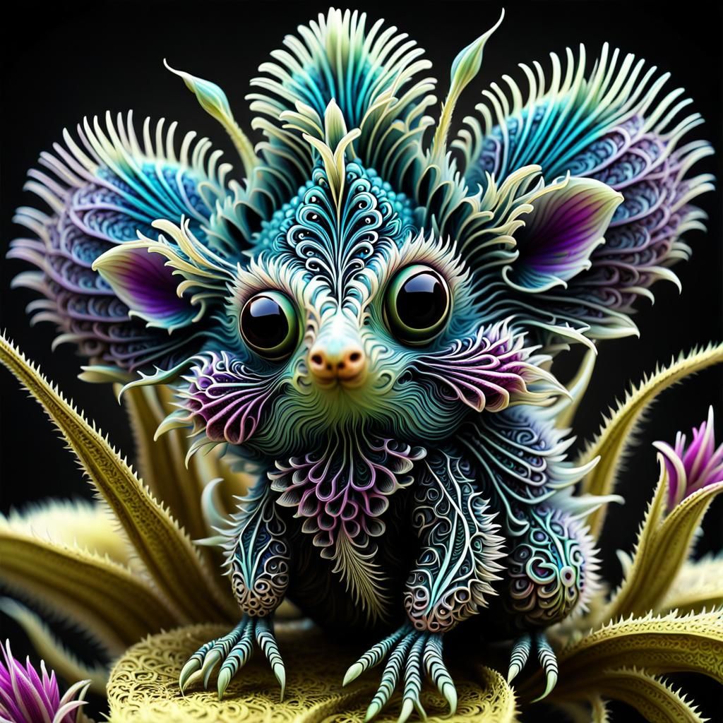 Adorable Alien Baby in Surrealist Garden