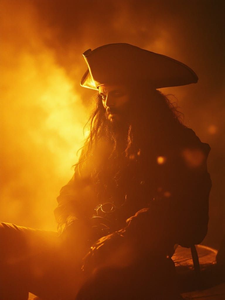 Blackbeard Portrait in Golden Hour Horror Style