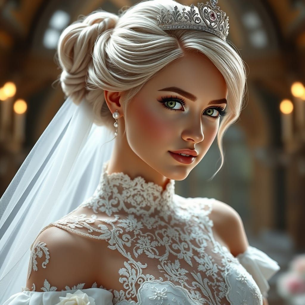 Regal Bride in Whimsical Wedding Attire