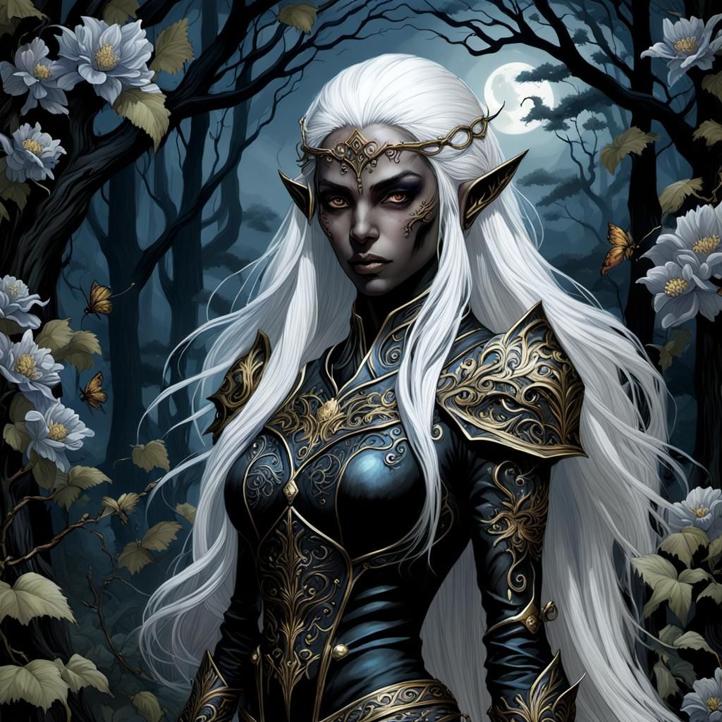 Dark Elf Warrior in Enchanted Forest