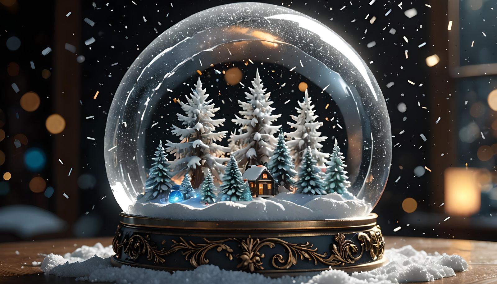 Exploding Snow Globe in Hyperrealistic Style