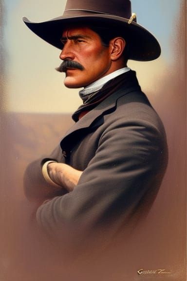 Old West Gunslinger Portrait in Retro Photograph Style