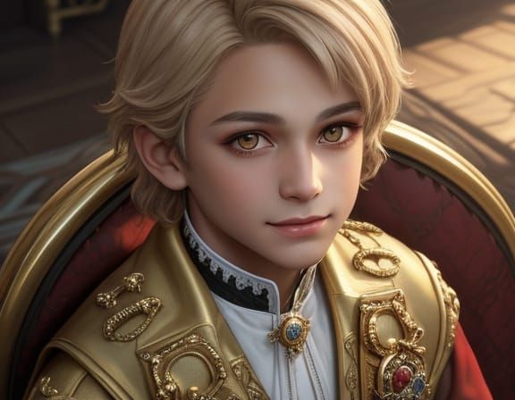 Regal Boy in Grunge Oil Painting Style