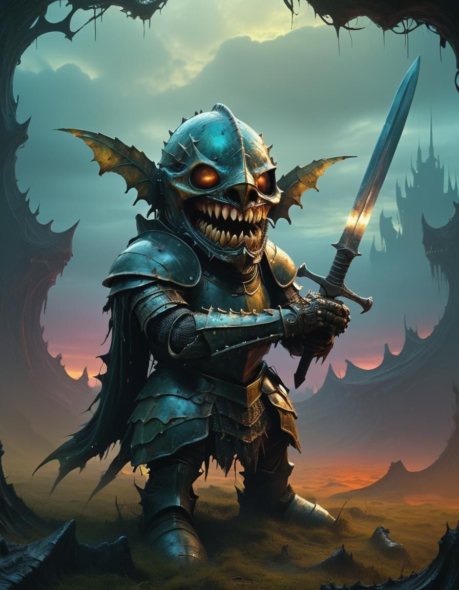 Deformed Knight in Abstract Surreal Digital Art