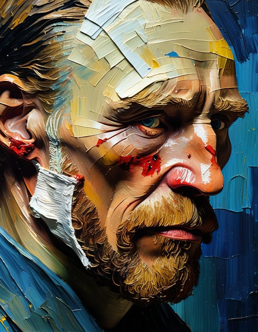 Van Gogh Portrait with Bandaged Ear in Impressionist Style