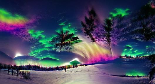 Spectacular Northern Lights Display in Night Sky