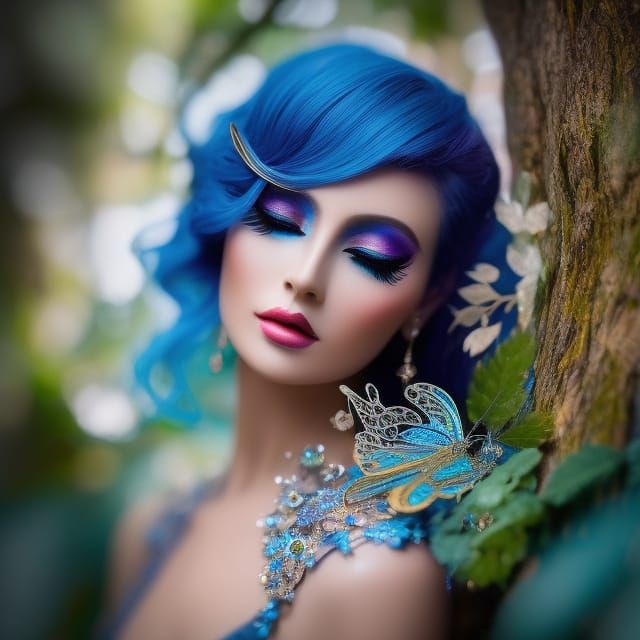 Ethereal Butterfly Woman in Art Nouveau Style