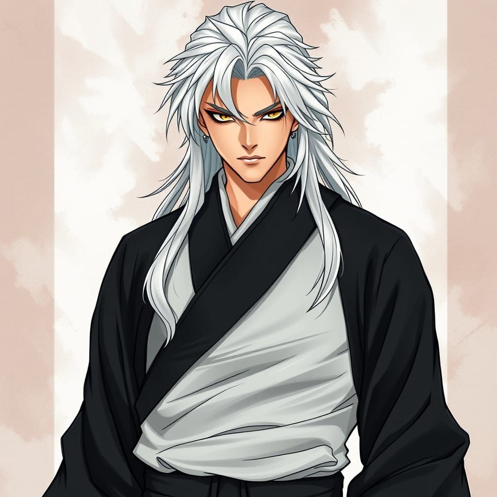 Vali Ravenclaw as a male rurouni kenshin character white hai...