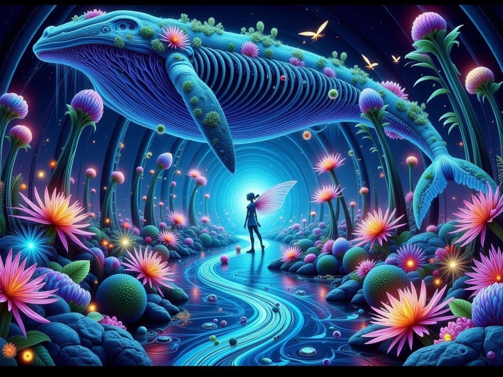 Surreal Fantasy Landscapes Within a Blue Whale's Interior