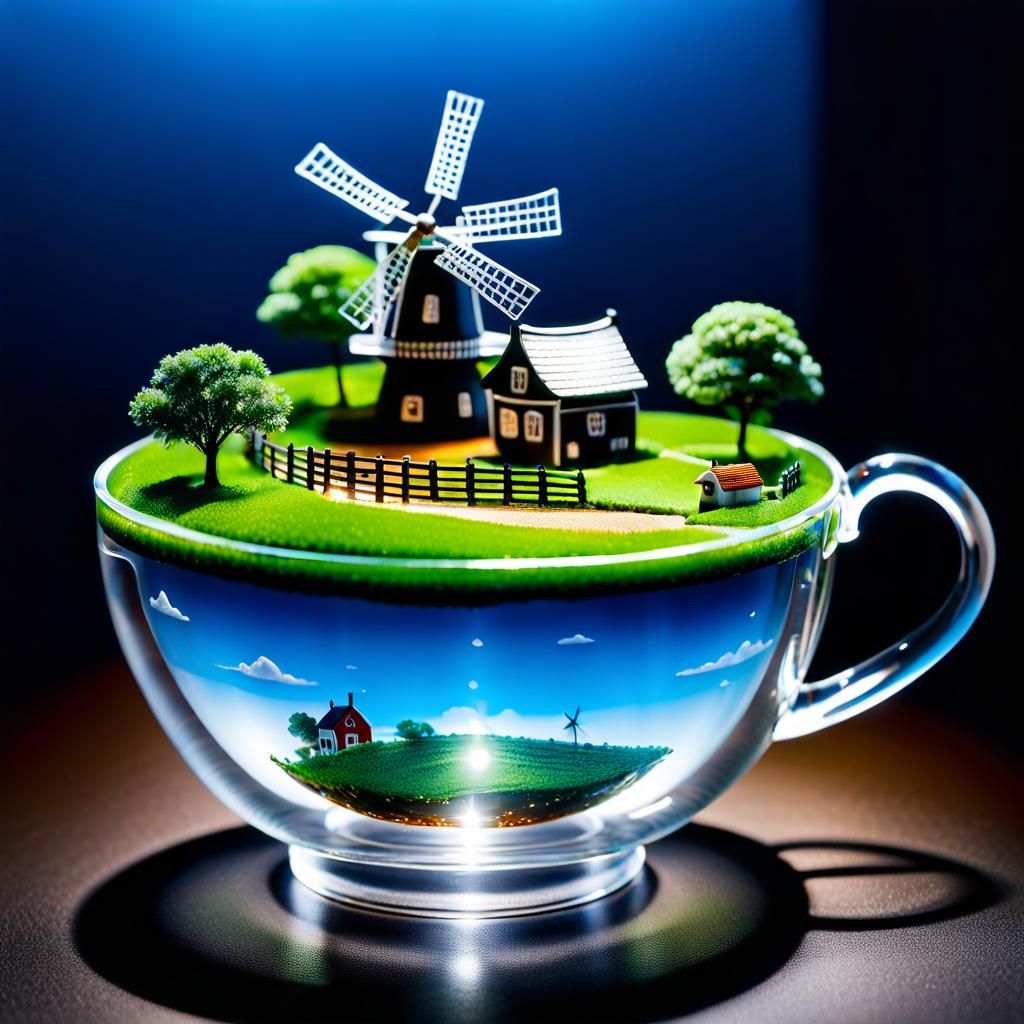 Miniature World Inside a Crystal Teacup
