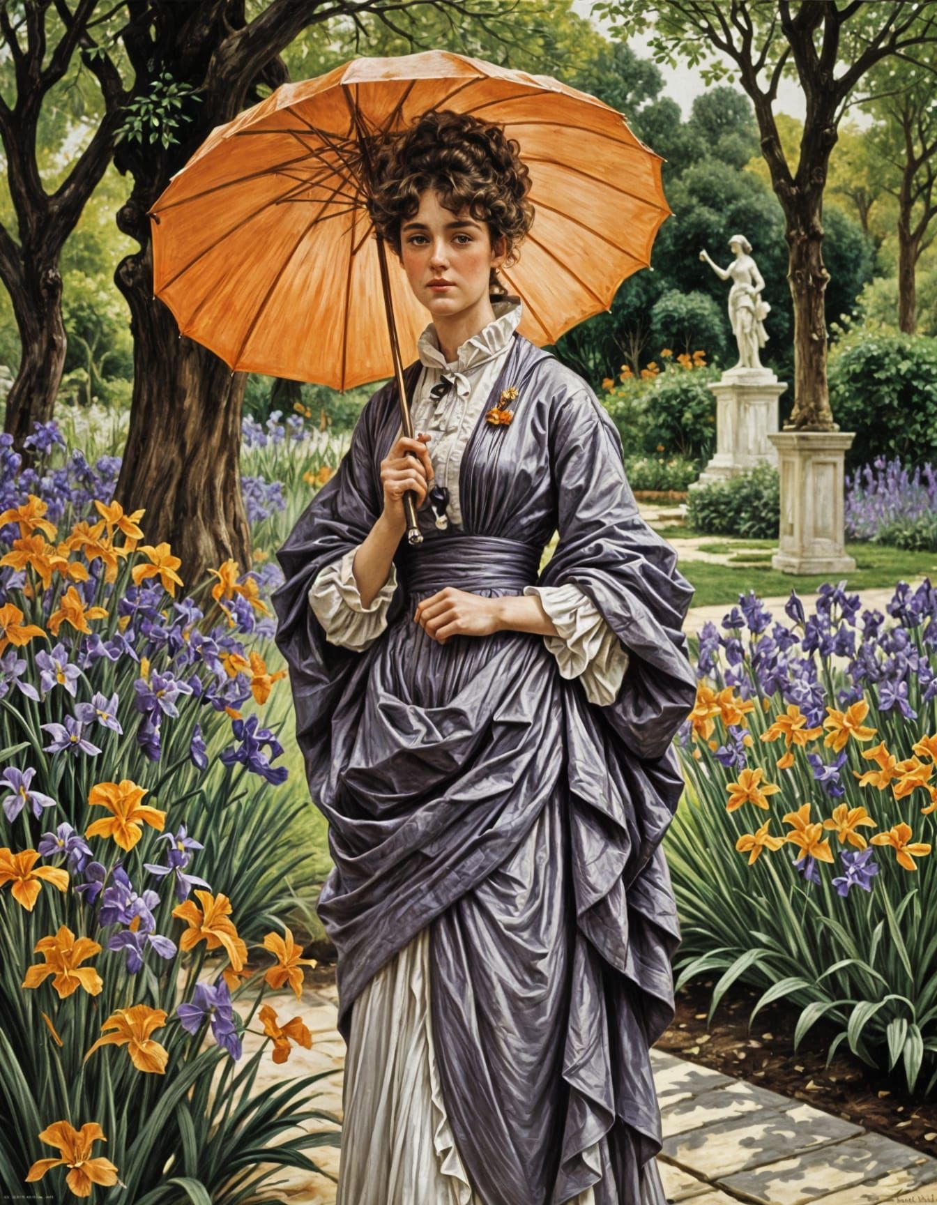 Edwardian Lady in Summer Garden, Inspired by James Tissot