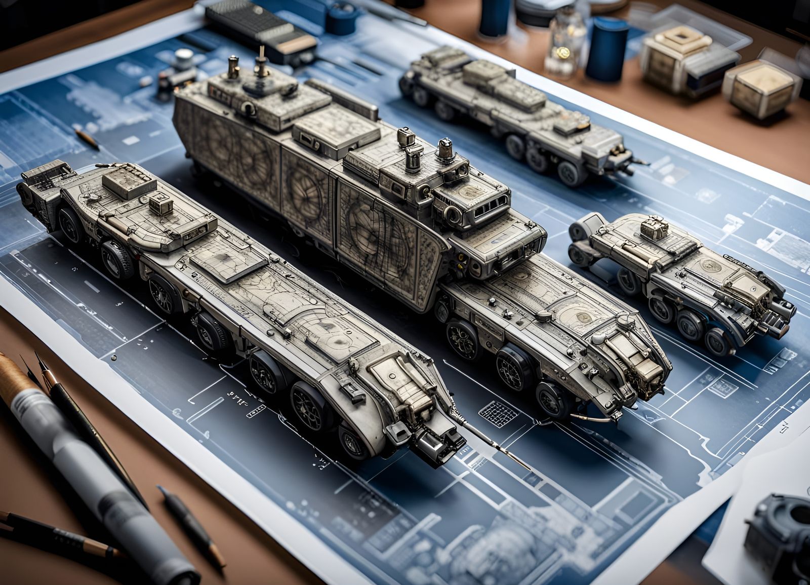 Detailed Blueprint of Eight-Wheeled Troop Transport