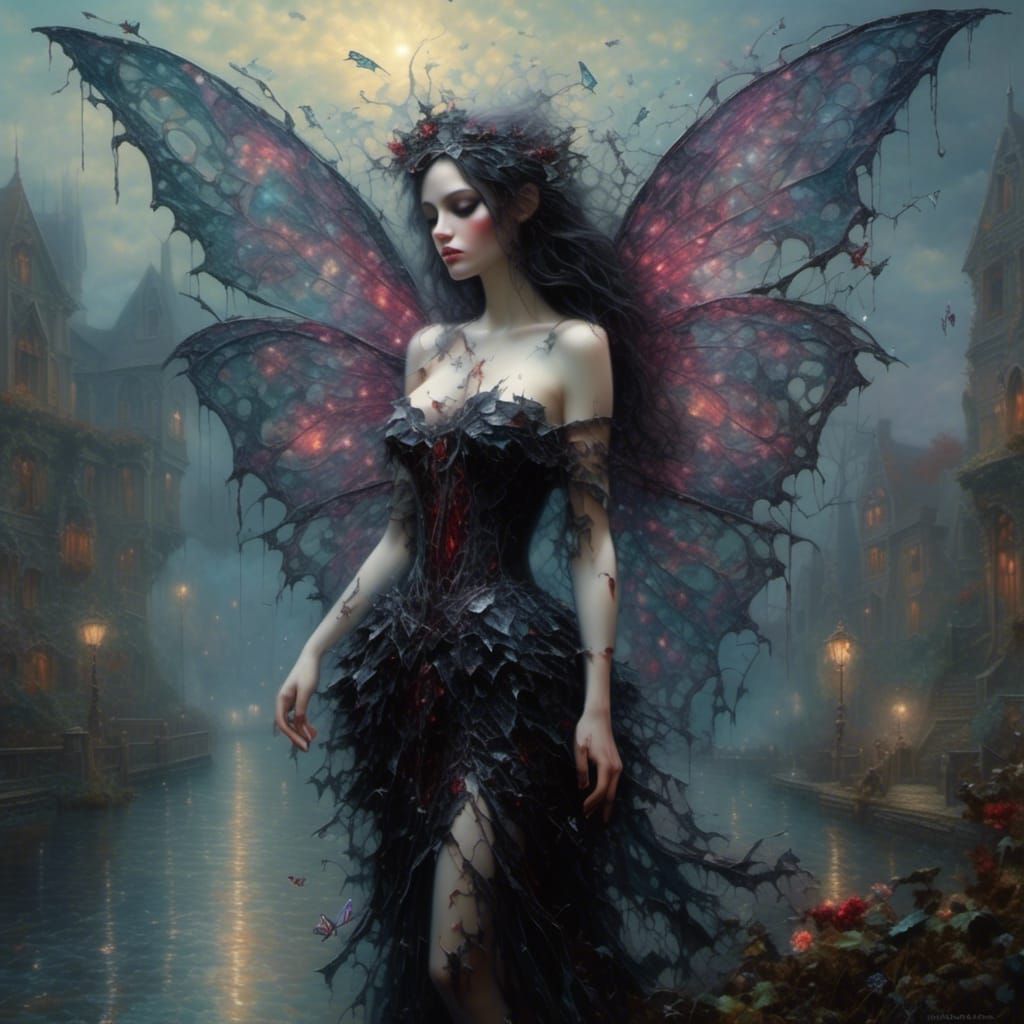 Gothic Fairy with Shattered Glass Wings