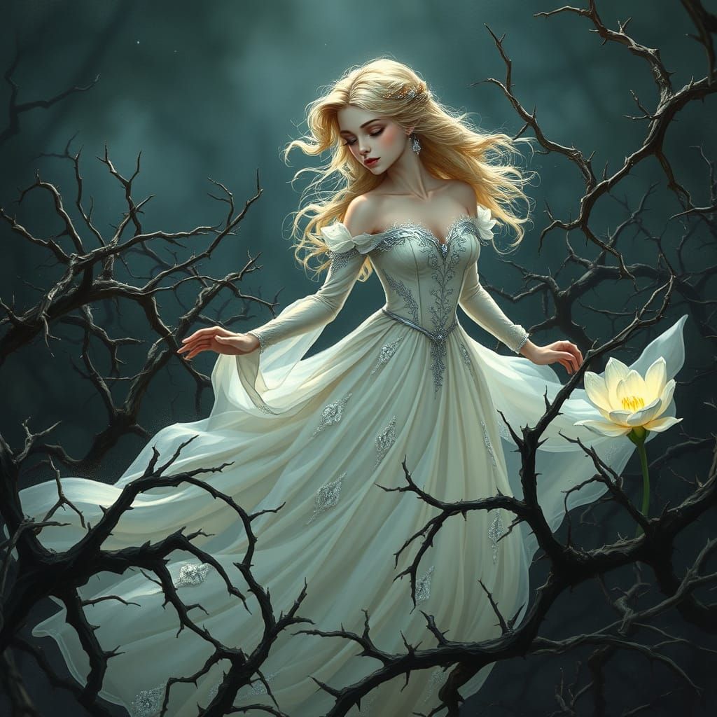 Majestic Princess Escapes Through Enchanted Garden