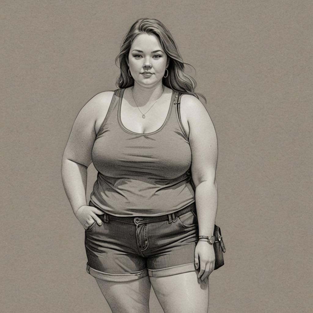 Sketch Drawing of a Very Beautiful Plus-Sized Woman