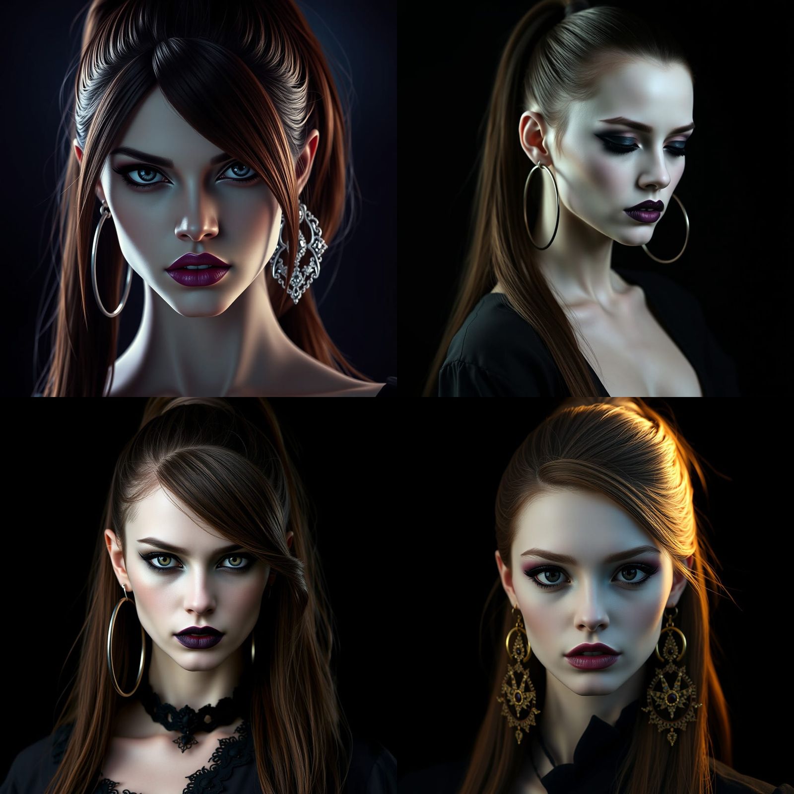 Portrait of a Woman with Dark Lipstick