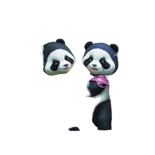 Whimsical Two Pandas in Lush Forest