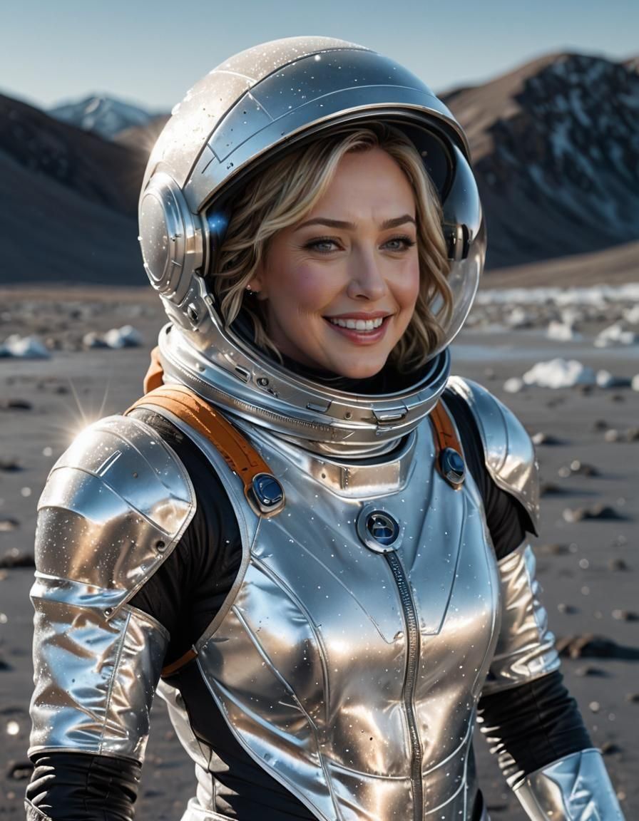 Hillary Duff Smiling in Spacesuit on Ice Planet