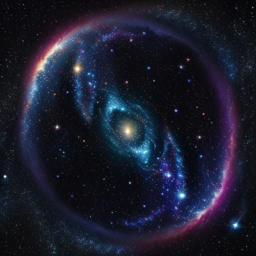 Pigs Fly Around Galaxy Waterfall in Surreal Oil Painting