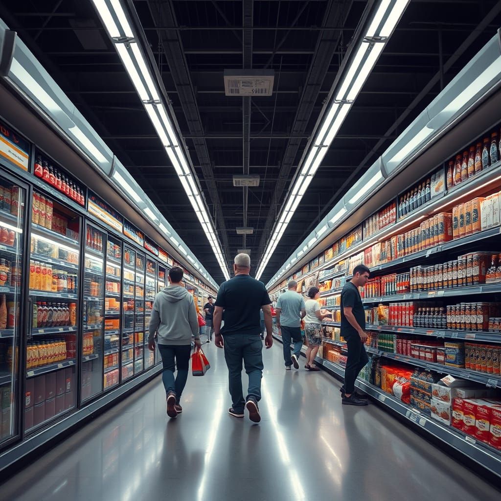 Photorealistic Supermarket Aisle Inspired by Documentary Pho...