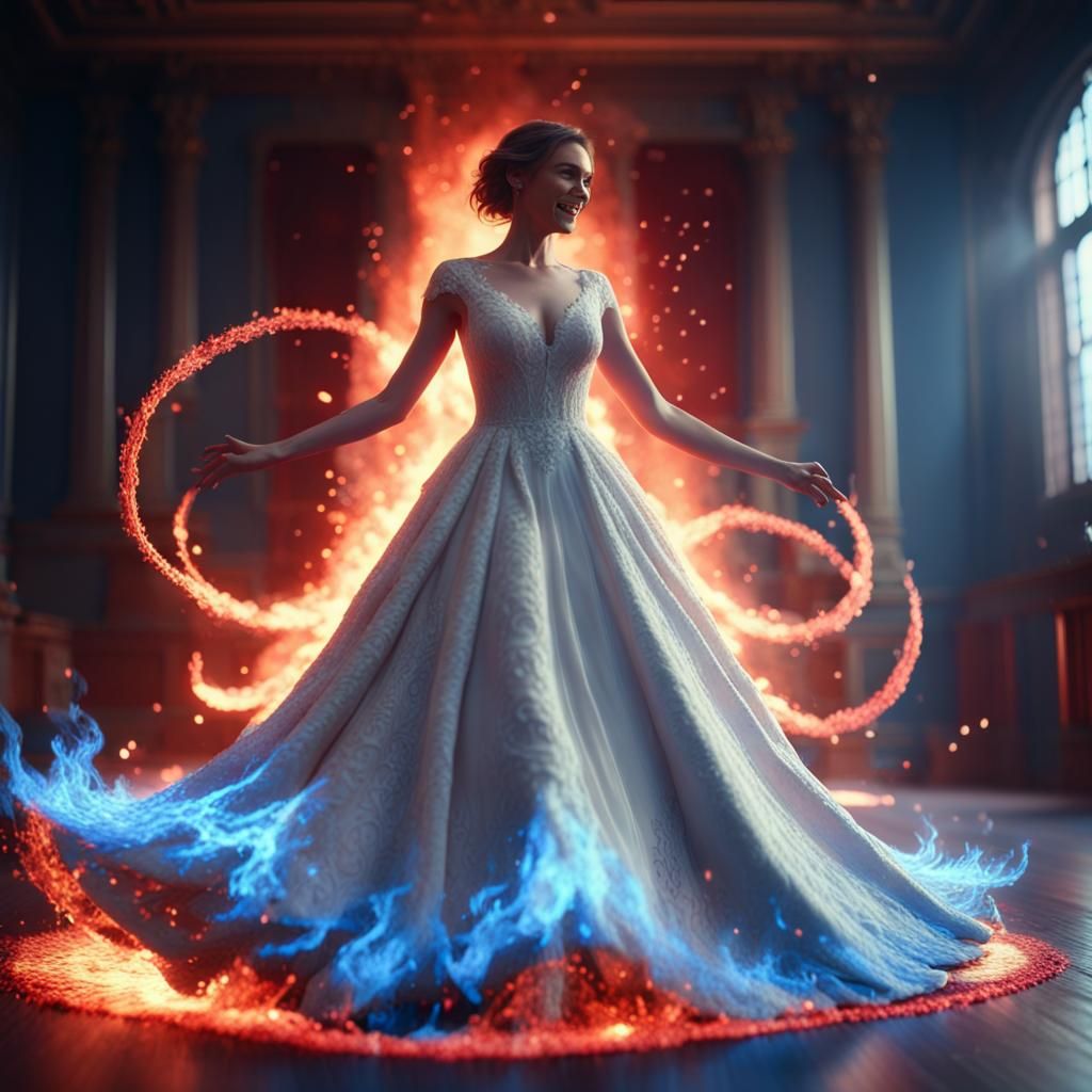 Bride's Fiery Dance: 3D Game Cinematic Art