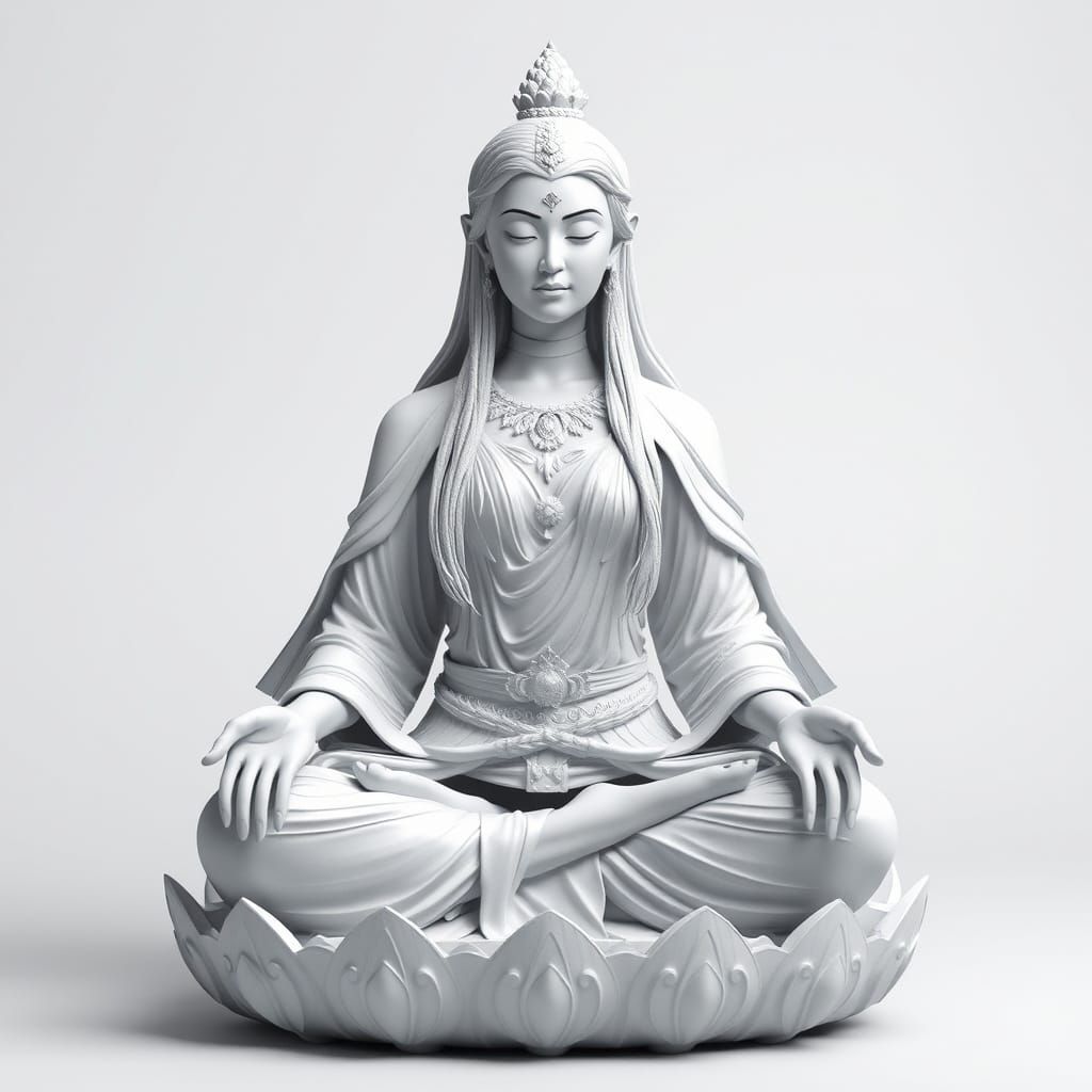 Ethereal Goddess in Lotus Pose, Inspired by Iris van Herpen'...