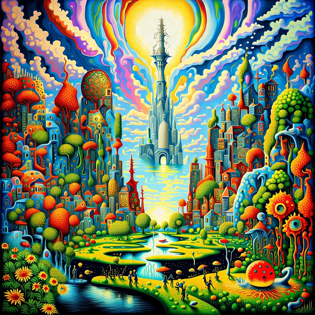 Surreal Eco Punk Utopia in Vibrant Colors