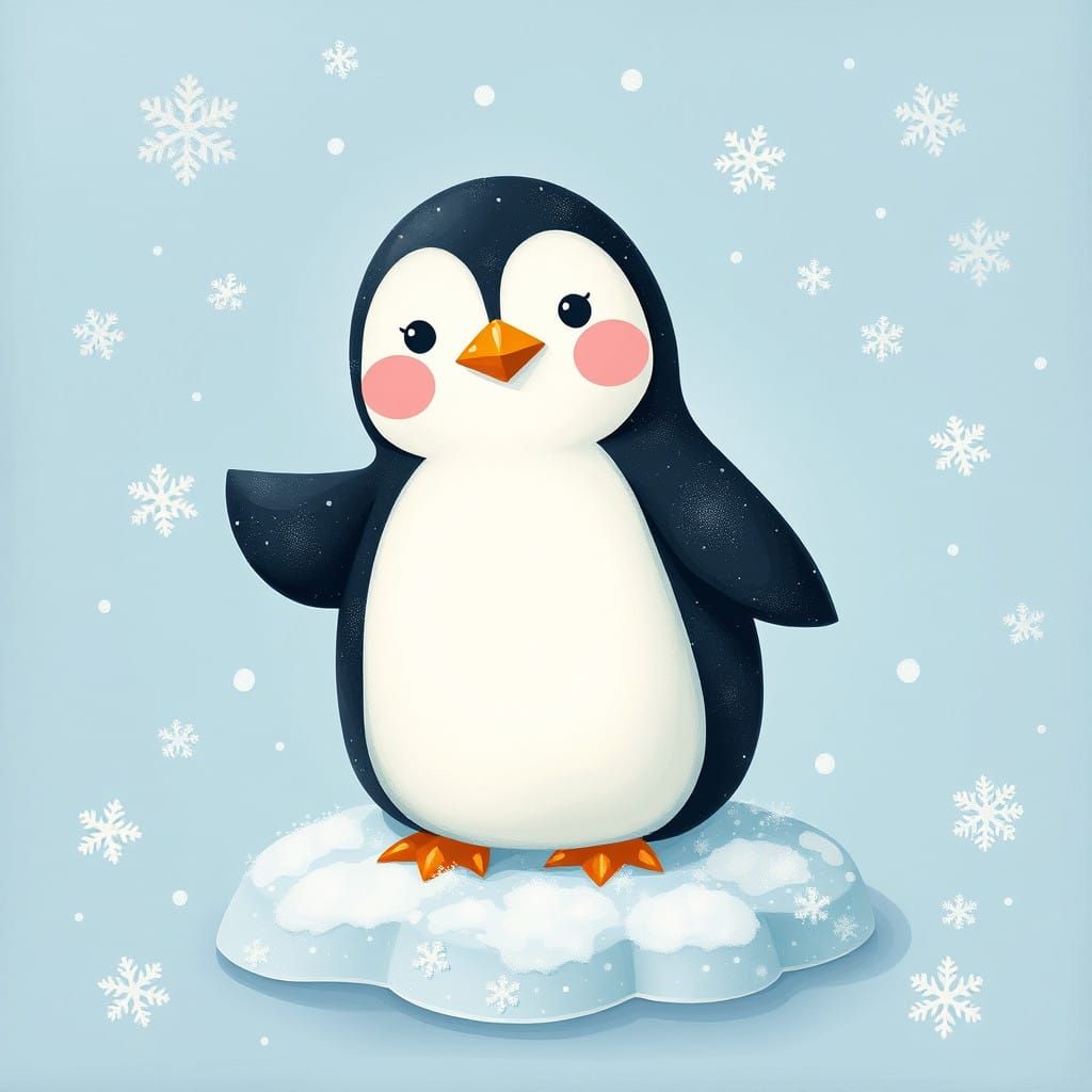 Whimsical Penguin in Vibrant Pastel Hues