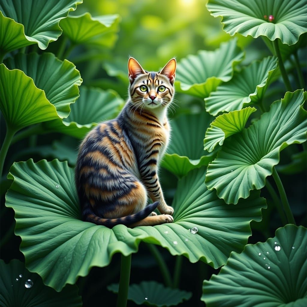 Cat on the Leaf
