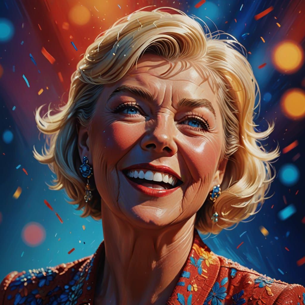 Doris Day Sings: Hyperrealistic Splash Art Portrait