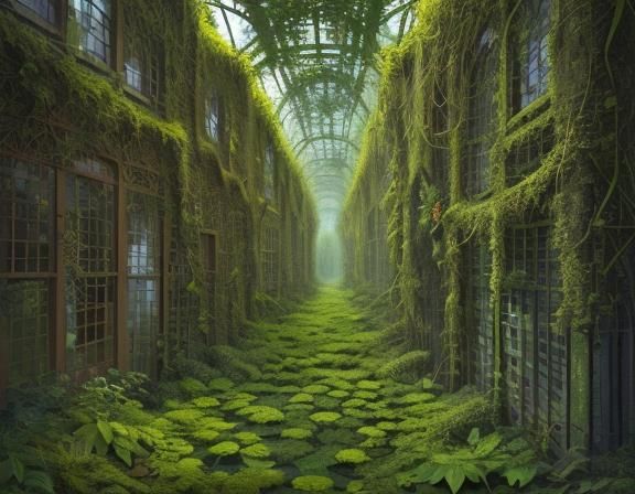 Overgrown City: Abstract Vines and Moss