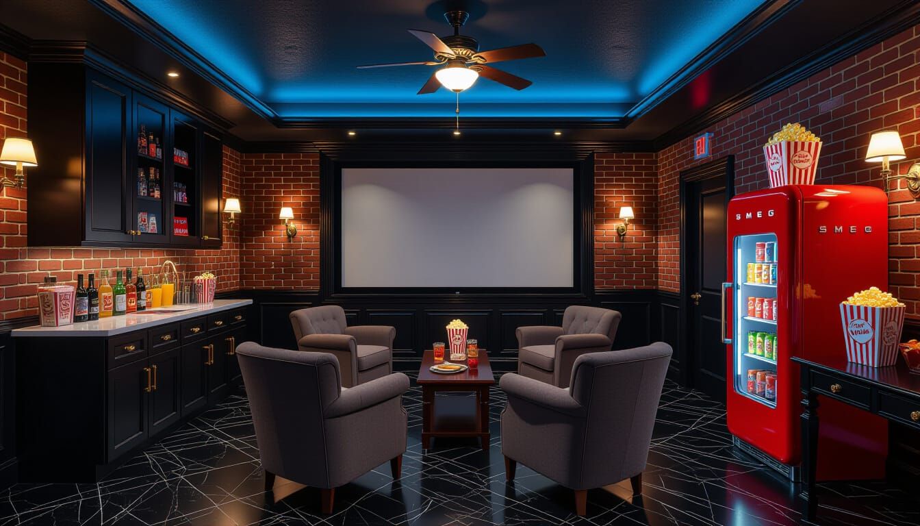 Victorian Movie Room in Vibrant Hyperrealism