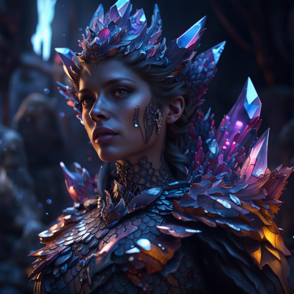 Detailed Matte Painting of Crystal Skin in 8K