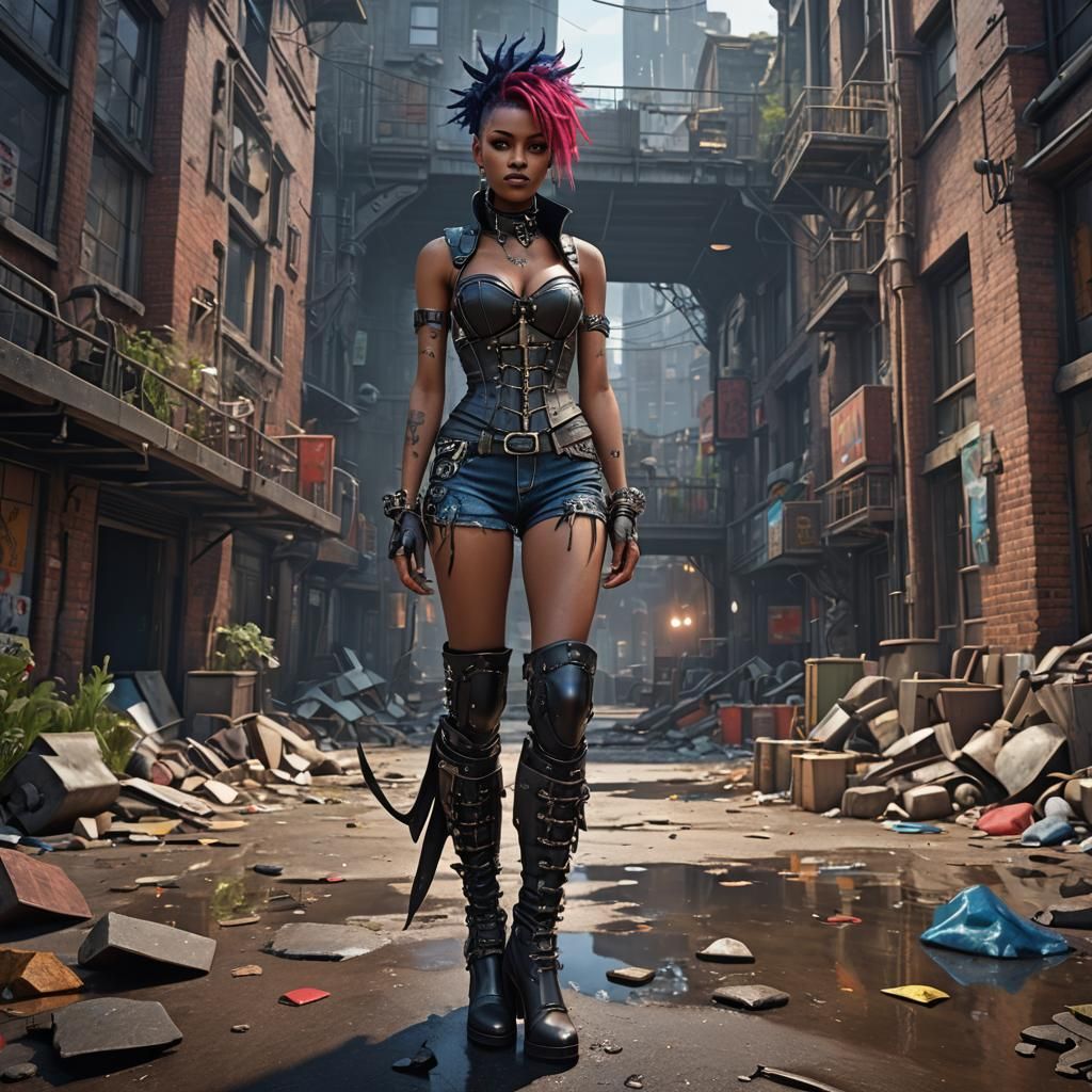 Punk Fashion Portrait in Detailed Digital Painting