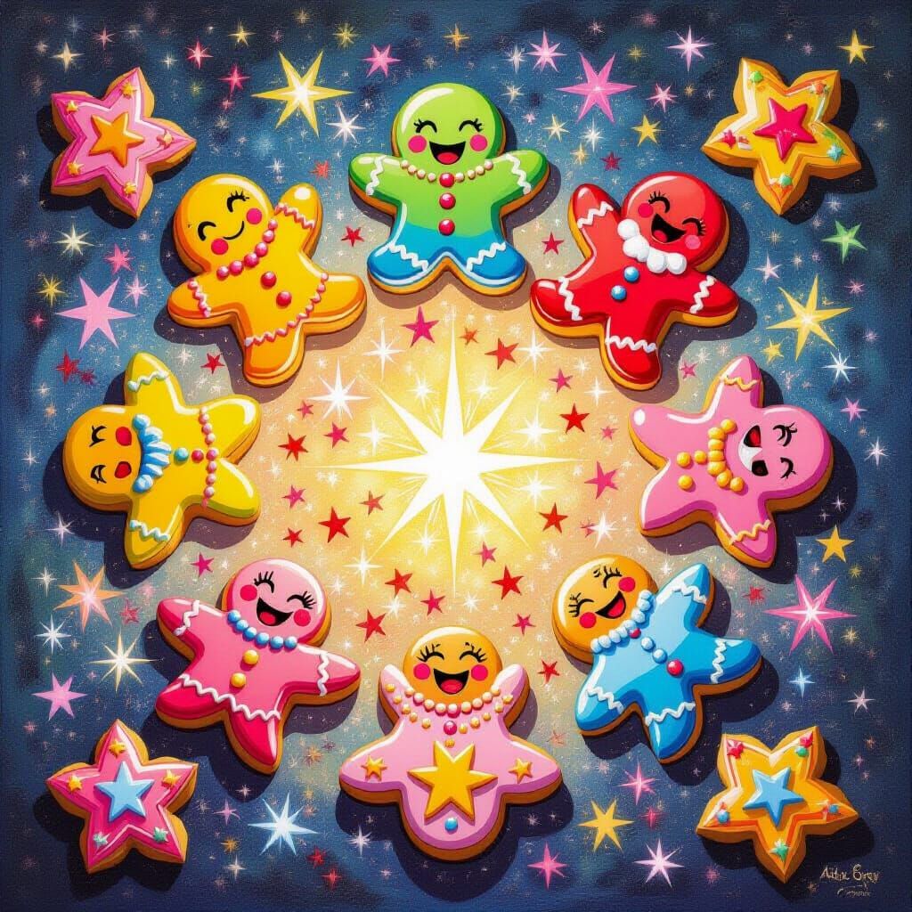 Dancing Colorful Cookies in Joyful Atmosphere