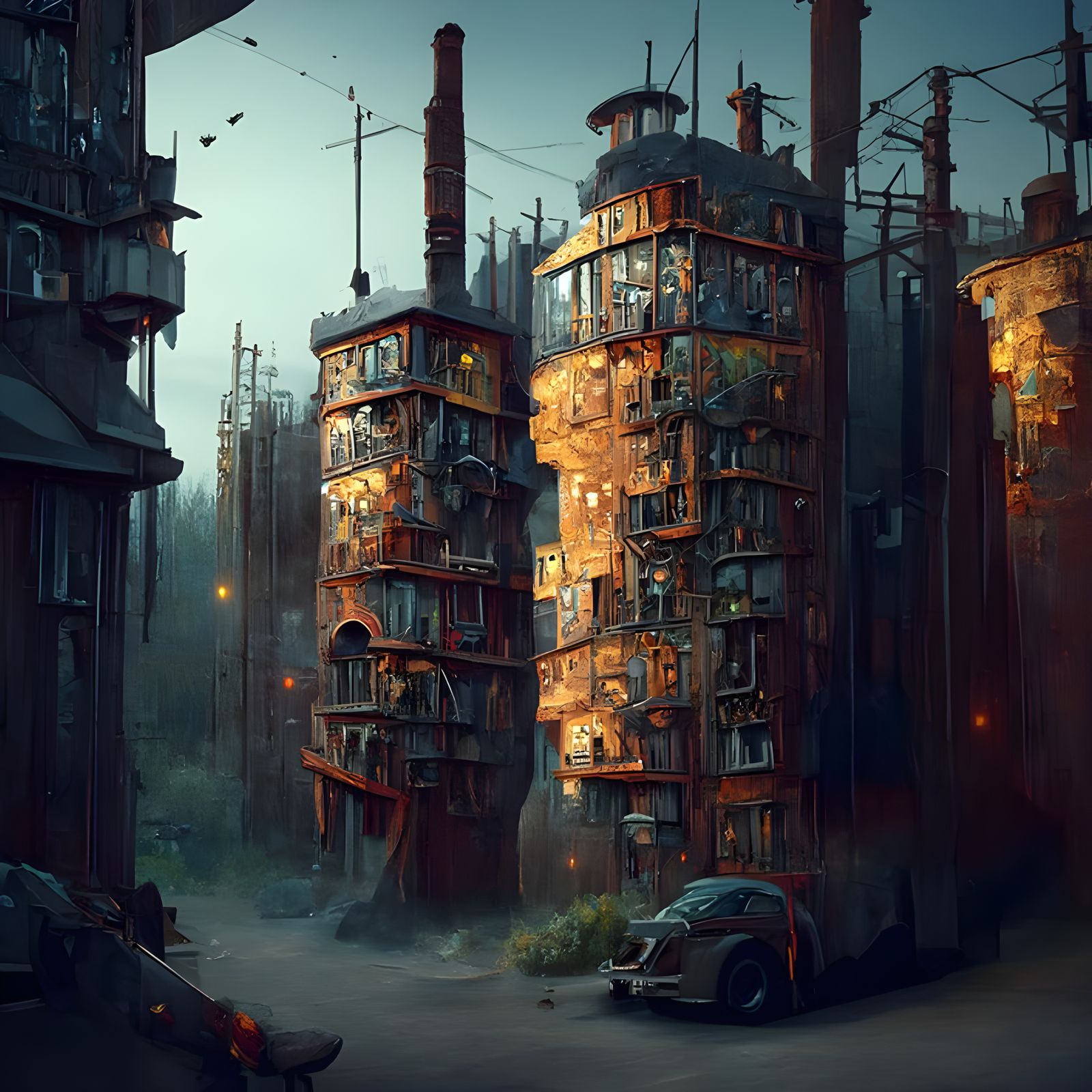 Ornate Industrial City in Dark Victorian Style