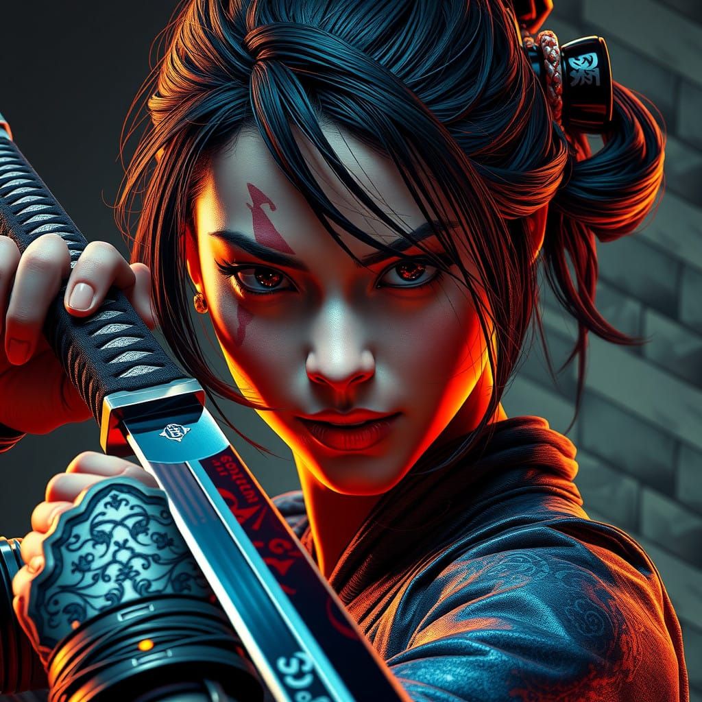 Fierce Warrior Maiden in Triadic Splendor