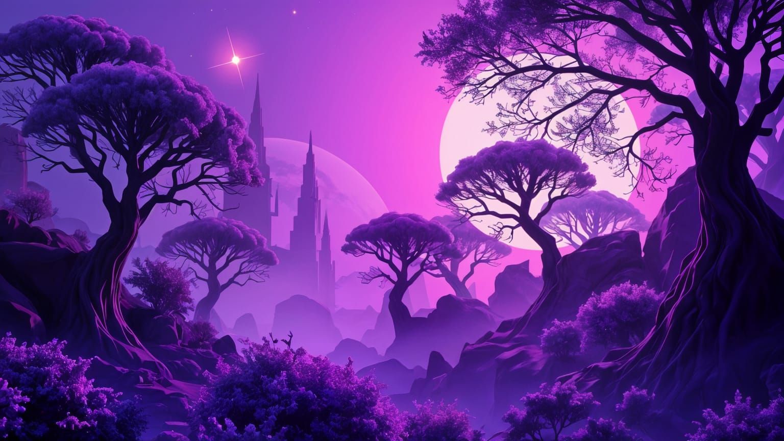 Cosmic Dreamscape in Vibrant Purple