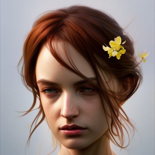 Honeysuckle Portrait in Hyperdetailed Art Nouveau Style