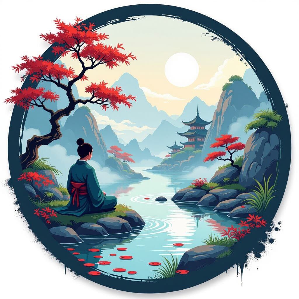 Zen Dojo Garden Logo Design in Circle