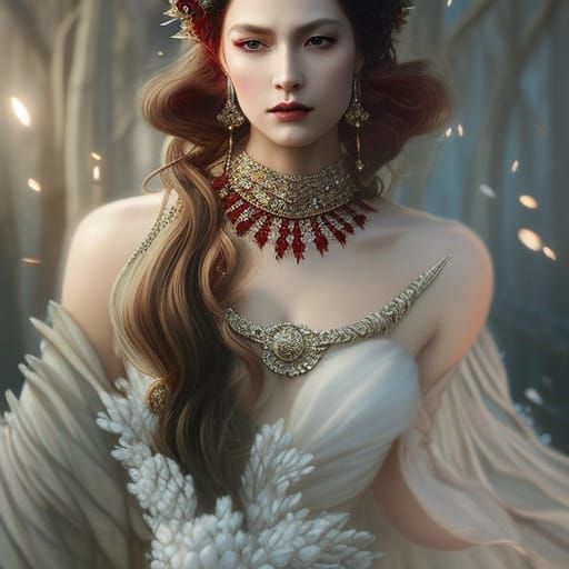 Winter Queen in Fantasy Gown, Digital Art