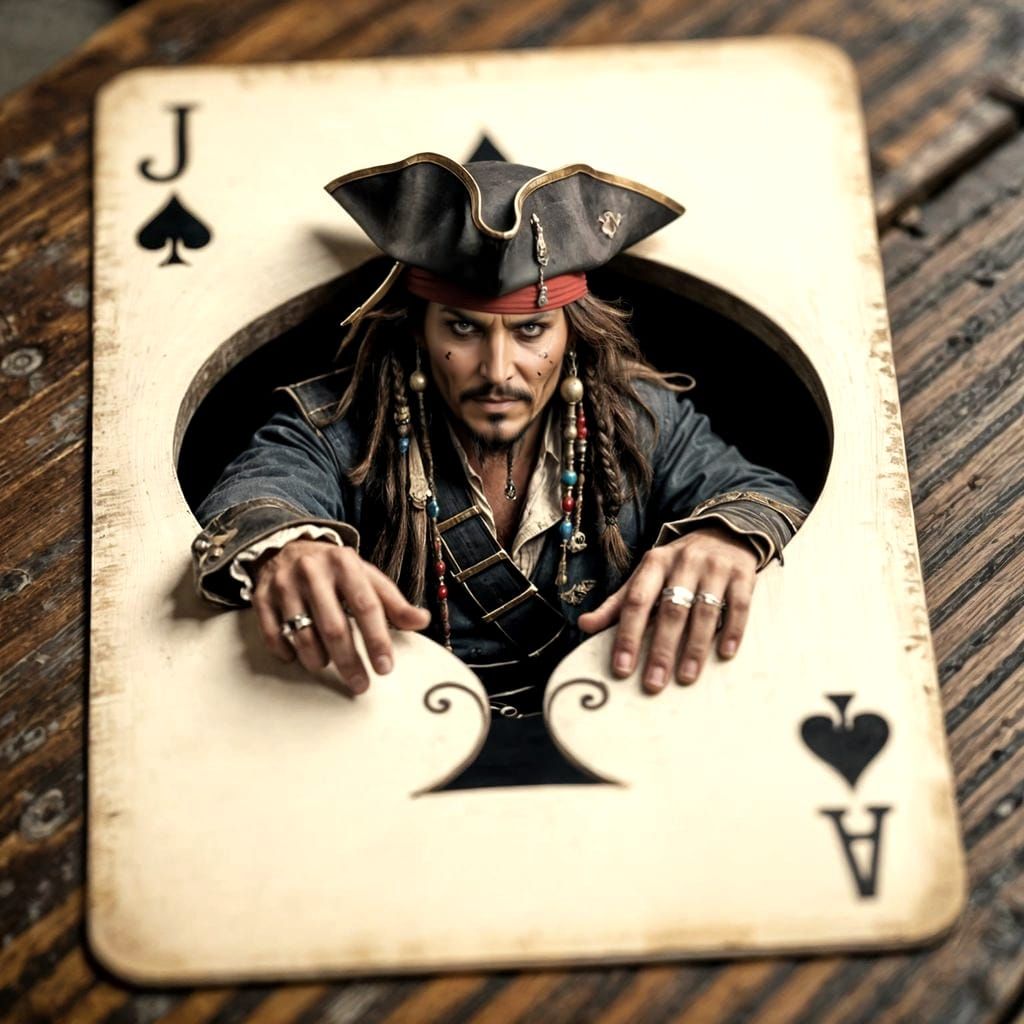 Captain Jack Sparrow Emerges from a Jack of Spades Card