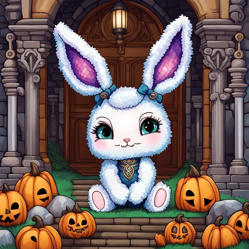 Cute Baby Bunny in Celtic Halloween Mosaic