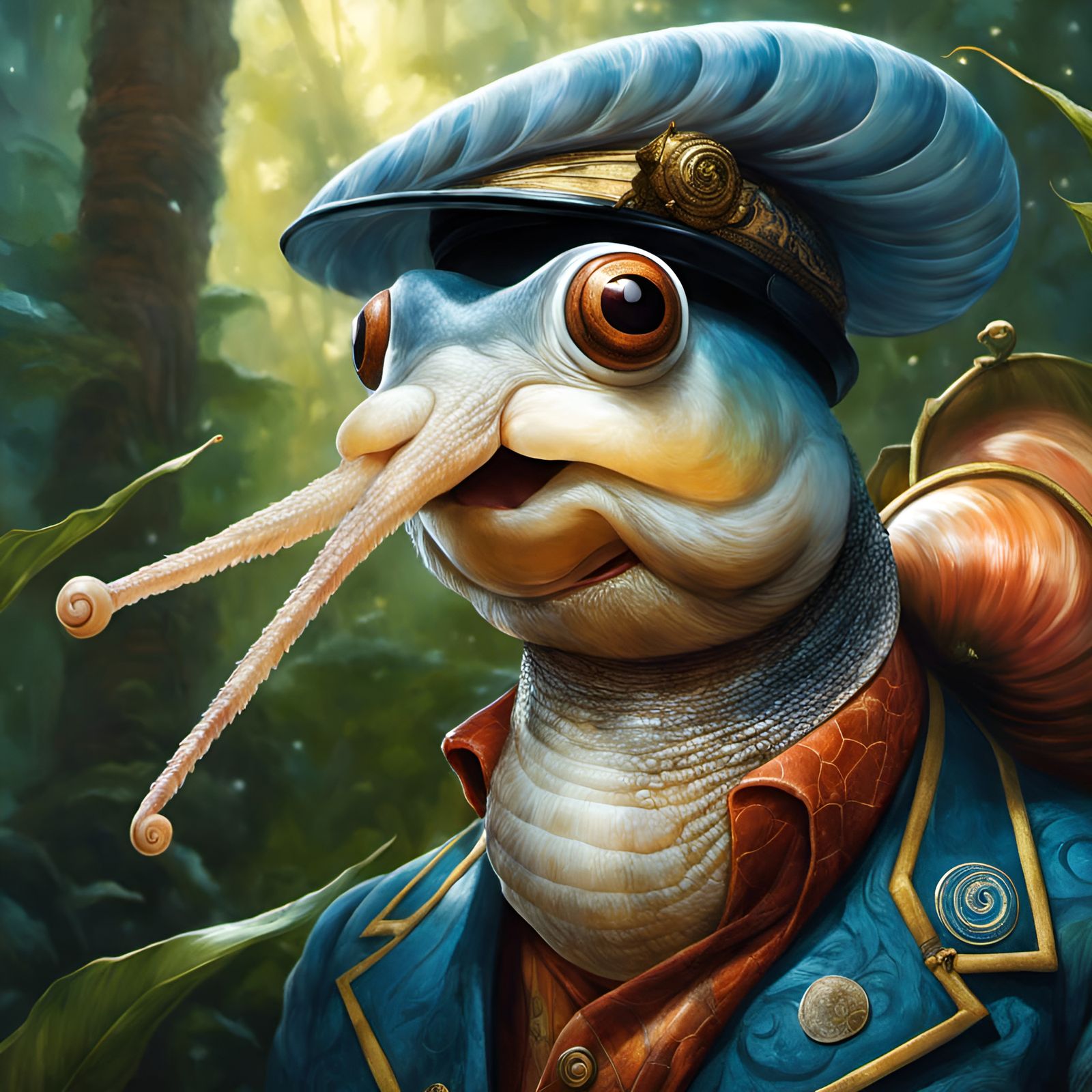 Snail Mailman Portrait in Mixed Artistic Styles