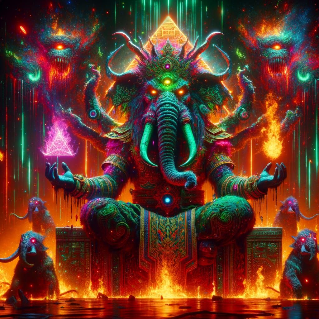 Cyberpunk Warlord in Ancient Aura