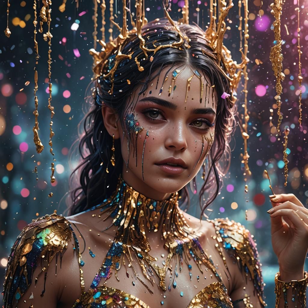 Glittering Woman: Detailed Fantasy Art in 8k