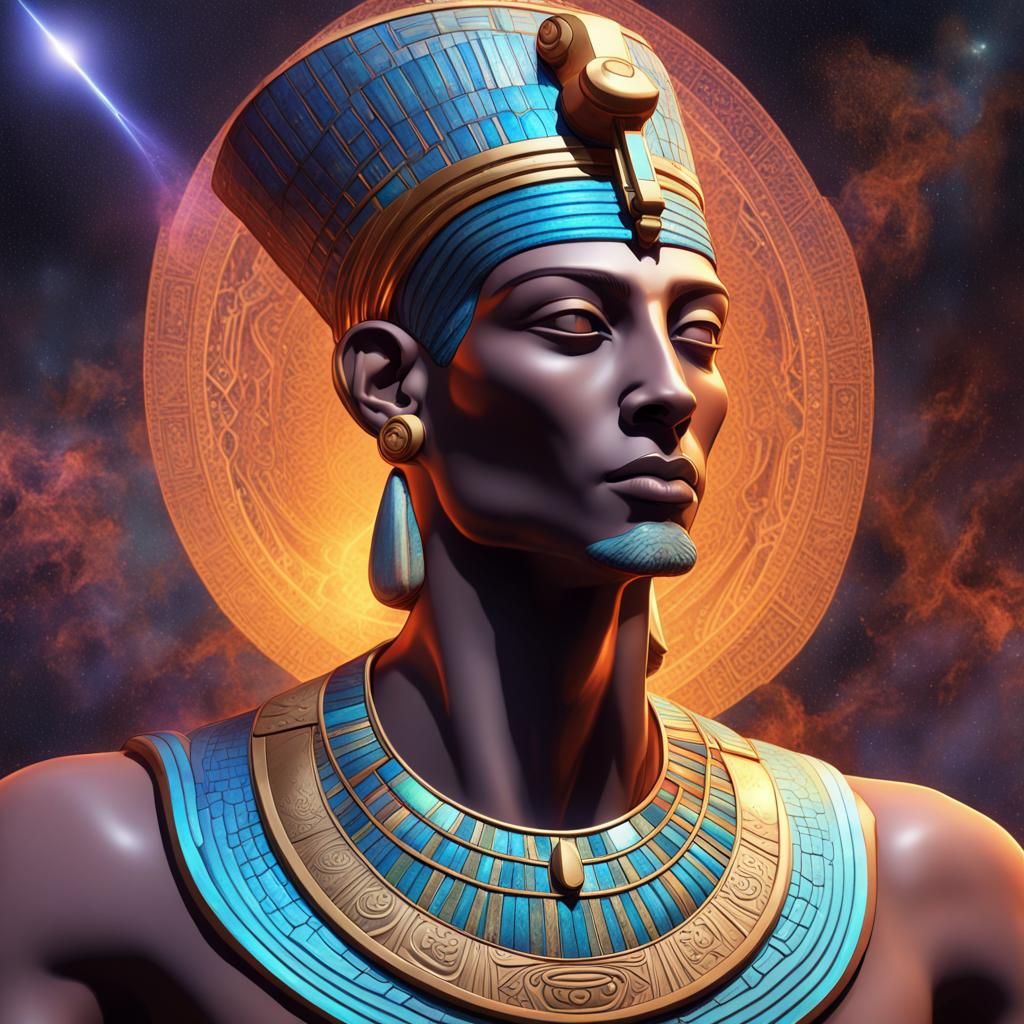 Ptah in Space: Holographic Astral Illustration