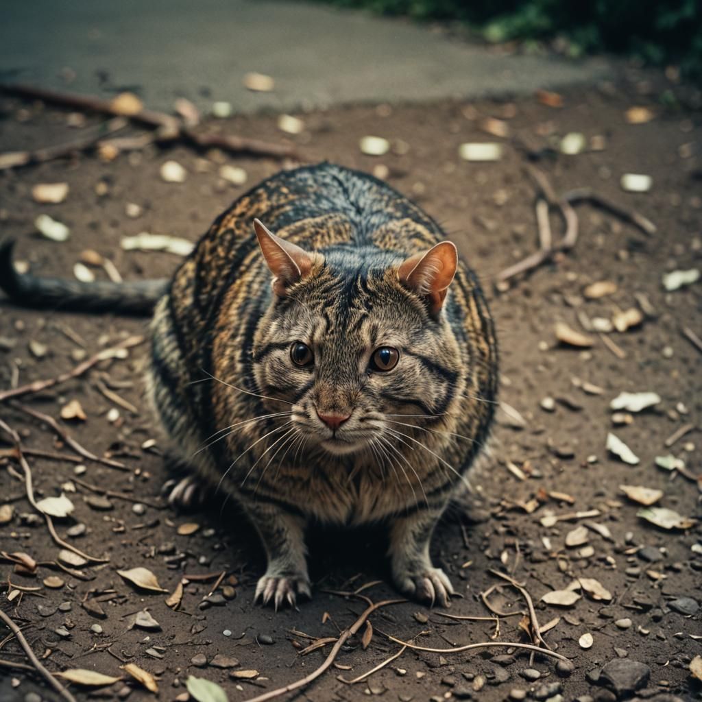 Cinematic Film Still of a Rat on a Cat