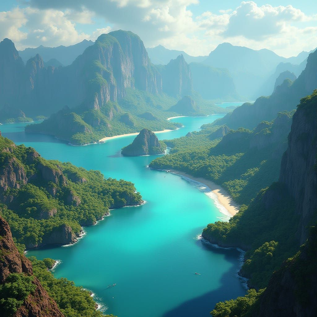 Surreal Gulf of America Landscape in Cyberpunk Style